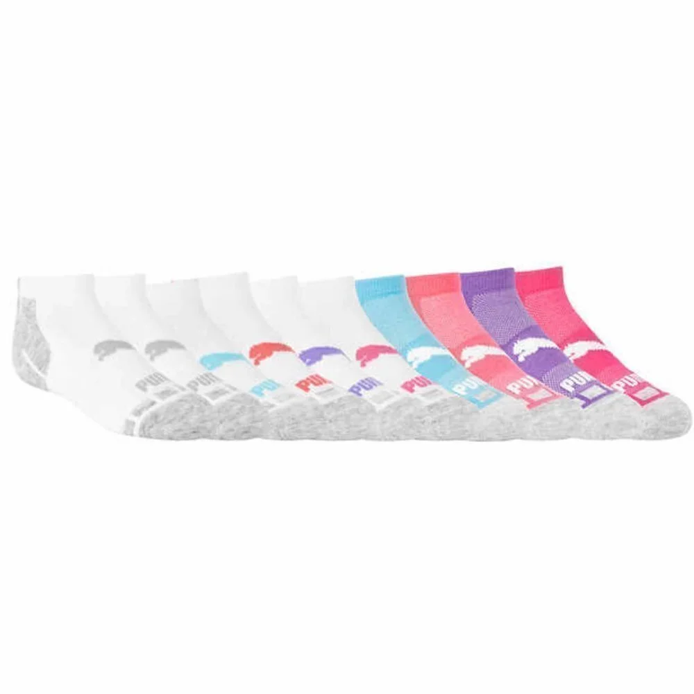 NWT - Girls Puma Youth No Show Socks, 10-pair - Size M- Fits shoe size 9 - 3.5